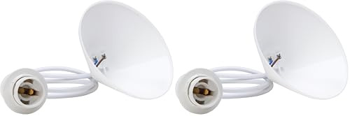 Kopp Schnurpendel für Lampenschirme, 11cm Deckenbaldachin mit Zugentlastung und ca. 55cm Leitung H03VV-F2 x 0,75 mm², Iso-Fassung E14 mit Schirmträgerring, weiß, 217001049 (Packung mit 2)
