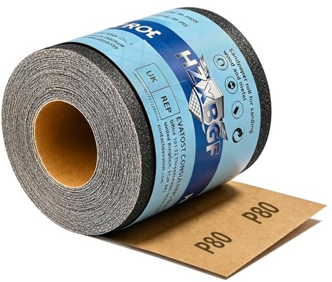 80 Grit Sandpaper Roll, 93 mm Wide x 10 m Long Wet Dry Sanding Sheet