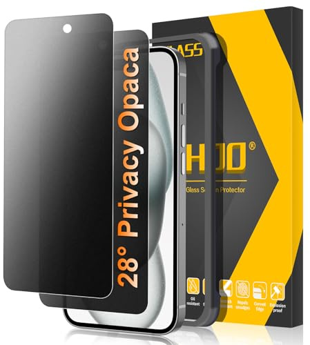 JEHOO 2 Pezzi per iPhone 15 Privacy Opaca Pellicola, Anti Spy, Antiriflesso, Senza Bolle Pellicola Protettiva, Matt Durezza 9H Vetro Temperato Protezione Schermo