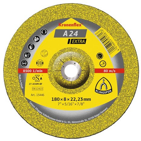 Klingspor A 24 EX Disque à tronçonner 180 x 8 x 22,23 mm gekrümmt 10 Stück