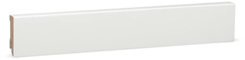 KGM Sockelleiste Modern Massivholz - Weiß, 2400 x 16 x 50 mm, 1 Stück | Fußleiste, Kiefer, lackiert, für Wohnräume, Flure & Büros, ExPress-Clip-Montage, Made in Germany