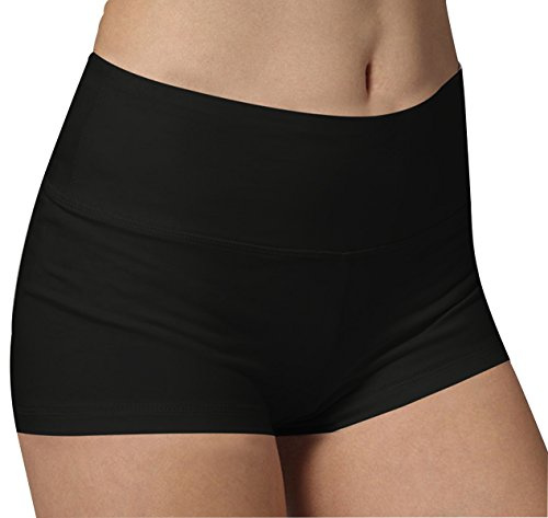 iloveSIA Shorts Damen kurz Schwarz Frauen Blickdicht Sport-Fitness Shorts Slim fit Shorty, M