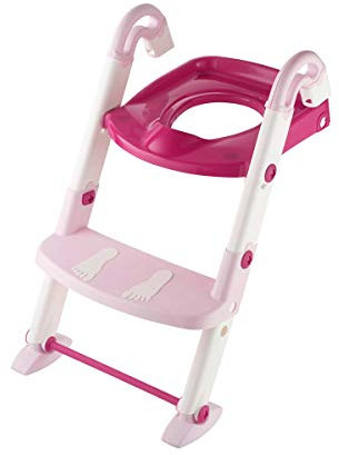Kidskit Toilettentrainer 3in1, 3-farbig - Babytoilettentrainer - Toilettentrainer - Babyleiter - Babytreppe - Kinderwcsitz - Kindertoilettentrainer - verstellbar - rosa