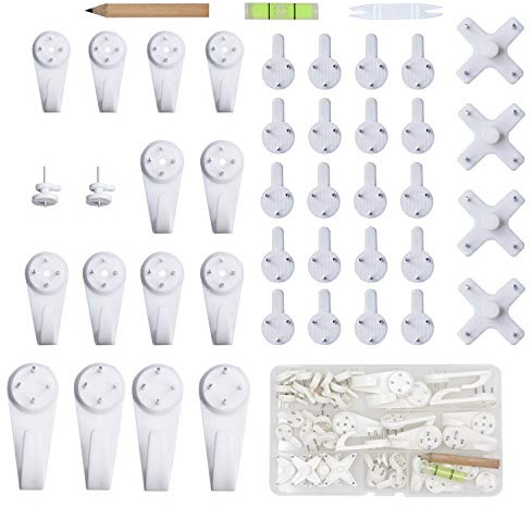 EuTengHao 43 piezas invisibles tornillos de uñas ganchos de pared perchas foto hardwall paneles de yeso multifuncional trabajo pesado y arte pintura perchas