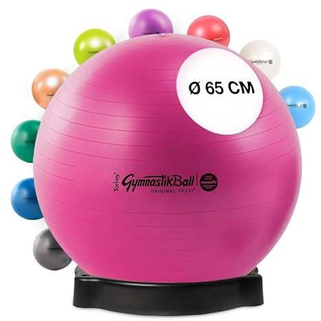 PEZZI Gymnastikball Maxafe Sitzball mit Ballschale | Sitzball mit Burst-Proof-System, belastbar bis 400 kg, für Therapie, Sport und Büro