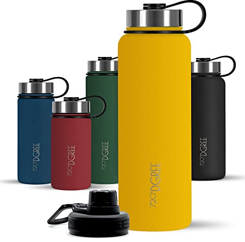 720°DGREE Edelstahl Trinkflasche 950ml “noLimit” - Auslaufsicher, Kohlensäure geeignet, BPA-Frei - Thermosflasche, Isolierflasche mit Schraubverschluss für Sport, Fitness, Outdoor +Gratis Sportdeckel