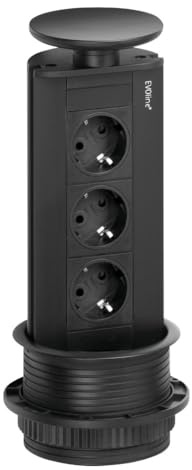 Naber EVOLINE Port 1 Steckdosenelement, 3-fach, Versenkbar, Schwarz