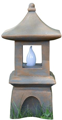 VP Home Pagoda Garden Statues Outdoor, Solar Powered Statue Japanese Garden Decor, Outdoor Zen Garden Lantern, Flickering LED Garden Light (Harmony Pagoda)