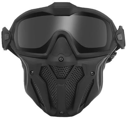 OAREA Taktische Maske, abnehmbare Schutzbrille mit Anti-Beschlag-Lüftersystem, vollständiger Schutz, CS Wargame Combat Airsoft Paintball Zubehör