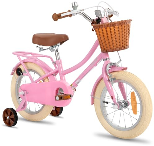 STITCH Manchi 14 pollici bicicletta per bambini per età 3 4 5 ragazze, 14 pollici ruota ragazze bicicletta con cestino e stabilizzatori, rosa…
