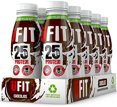 UFIT High 25g Protein Shake - Chocolate Flavour- Fat Free - No Added Sugar – Ready to Drink - 10 x 330ml (Packaging May Vary)