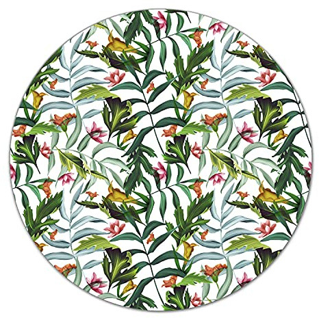 Coloray Glass Chopping Board Cutting Board Worktop Saver Protection ⌀ 15.8 inch/fi 40cm Splashback for Kitchen Tempered Safety Glass - Tropical Leaves Monstera Colourful Trendy Flora