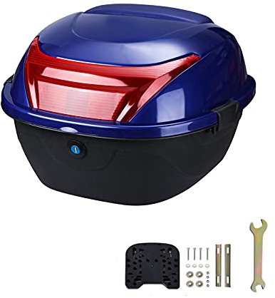 ASDQWER Rad-Kofferraum-Gepäck-Box.Helmet-Aufbewahrungsbox, Motorrad-Touring-Top-Box, Heckkoffer-Gepäckbox, Motorrad-Roller-Rückfahrkoffer-Topcase Topbox, Kann Helme Speichern,Dark Blue 2,L