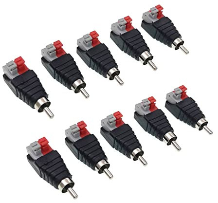 JZK 10 adattatori RCA a cavo per altoparlanti, subwoofer, da RCA maschio a AV a 2 viti femminili, video audio a molla tipo Balun per CCTV