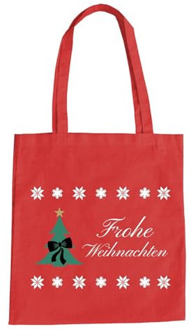 Frohe Weihnachten Baum Baumwolltasche - Geschenk Tannenbaum Weihnachtsbaum Rot