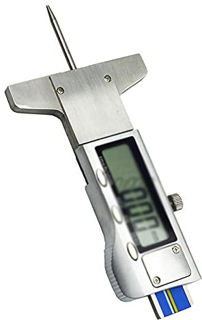ChengBeautiful Tiefenmesser Tragbares Mini-Metall-Digital-Tiefen-Muster-Muster-Lineal-Reifenmuster-Tiefenmessgerät (Farbe : Silver, Size : 25mm)