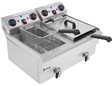 Winado 24.9QT Capacity Electric Deep Fryer with Time Control & Oil Filtration, Countertop Dual Tank Fryers w/Drain & Temperature Control &Baskets & Lids, for Home & Commercial 3400W 60Hz 110V