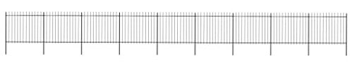 Beetzaun Metall Gartenzaun Zaun mit Pfosten Speerspitzen, Zaunelementen Gartenzäune Dekorative Klein Stahl Zaun Schmuckzaun Stahlzaun Gitterzaun Zaunfeld, 15,3 x 1,5 m Schwarz