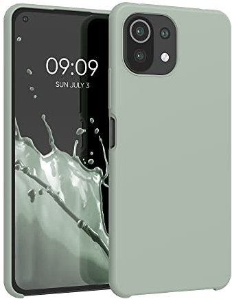 kwmobile Hülle kompatibel mit Xiaomi 11 Lite (5G) NE/Mi 11 Lite (5G) Hülle - Silikon Handy Case - Handyhülle weiche Oberfläche - kabelloses Laden - Graugrün