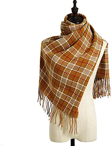 PAIHUIART Schal Damen Herren Schals Winter Halstuch Mütze Schal Poncho Winterschal Damen Schwarz Warm Korean Style Karierte Schals Damen Einheitsgröße Braun