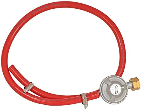 Brigros White - Regolatore Stufa A Gas con Bombola, Regolatore Bassa Pressione per Fornello A Gas, Stufa Gpl, Regolatore Gas Bombola Gpl, Fornello Campeggio, Tubo 1 Mt