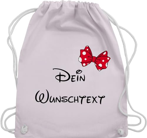 Turnbeutel Rucksack - Aufdruck selbst gestalten - Wunschtext mit Schleife I - Unisize - Pastell Rosa - jga beutel stoffbeutel name personalisierte freundin sportbeutel sporttasche für kindergarten