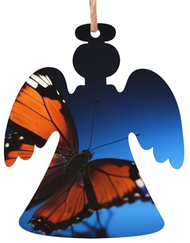 Schmetterling Holz Weihnachtsengel Form Ornamente Holz Weihnachtsbaum Hängende Dekoration Weihnachtsbaum Ornamente mit Seilen für Weihnachten Urlaub Dekorationen