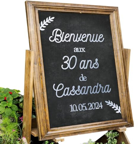 Sticker argenté brillant pour panneau de 20x30cm, bienvenue anniversaire personnalisé, accueil événement, texte personnalisable, champêtre, fête, autocollant