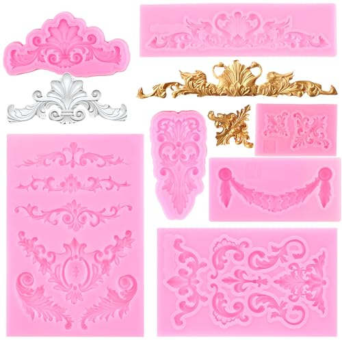 RFGHAC Lot de 7 moules en silicone pour décoration de gâteaux en forme de fleurs sculptées en 3D - Pour décoration de gâteaux, bonbons, chocolat, pâte à sucre