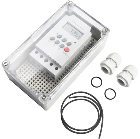 Digitaler Zeitschaltuhr, 30 A, 230 VAC, 99 Zyklen pro Tag, digitaler EIN-/Aus-Timerschalter, IP65 wasserdicht für elektrische Geräte (Transparente Deckel)