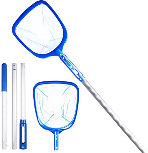 Poolskimmer mit Teleskopstange Pool Kescher Netz Poolreinigung Pool Reinigungsset Laubkescher Feinmaschig Poolkescher Skimmer | Pool Reiniger mit Teleskopische Pole für Reinigung Schwimmbad Whirlpool