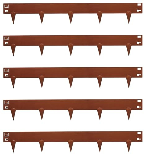 Harbour Housewares 5pc Rost Rasenkanten-Set aus Stahl - 5m x 8cm - Draussen Garten Gras Blume Pflanzenbeet Stein Weg Patio Kies Grenze Rand Rollen