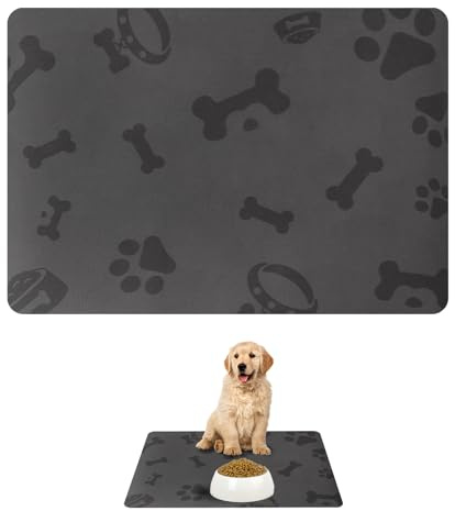 VINEST Napfunterlage Katzen aus Kieselalgenschlamm, 50 x 35cm Saugfähige Napfunterlage Hund für Haustiere, rutschfeste Hundenapf Unterlage, Futtermatte Katzen für Schutz des Bodens