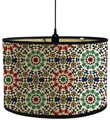 Moderne runder Lampenschirm Trommelform für Tischlampen und Stehlampen Hängelampenschirme im Bohemian Mandala Stil mit Druckmuster für Wohnzimmer Küche Schlafzimmer Flure (Kaleidoskop)