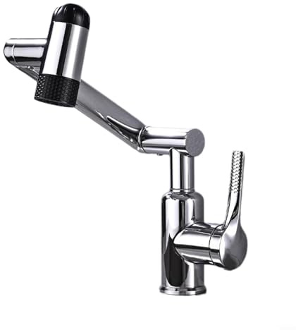 720 gradi di rotazione grigio rubinetto, miscelatore pieghevole, leva singola, acciaio inossidabile 304 (argento)