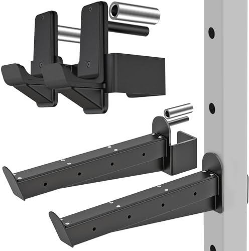 Kipika J-Haken und Sicherheits-Spotter-Arme für 7,6 x 7,6 cm Power-Racks mit 1,6 cm oder 2,5 cm Loch – robuste Langhantelhalter und Verschlüsse mit Gummi-Pads – Power-Rack-Aufsätze für Kniebeugen,