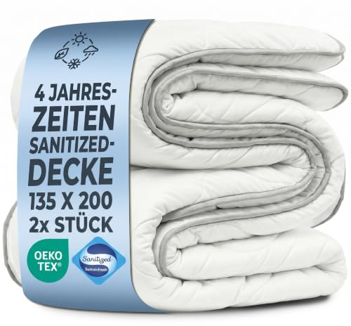 LILENO HOME 4 Jahreszeiten Steppbettdecke 135x200 | 2in1 Knopfsystem | | Allergiker Bettdecke 135x200 | Sanitized Hygiene Funktion | Oeko-Tex Klasse 1 | 95 °C waschbar | Made in EU | Hotel Qualität