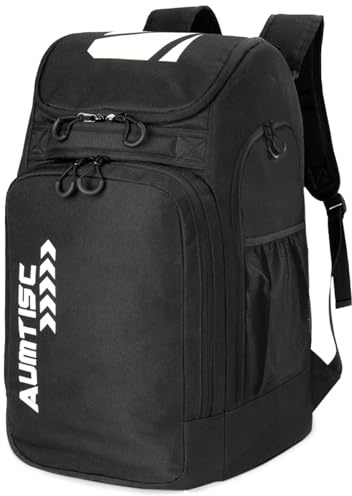 AUMTISC Skirucksäcke Stiefeltasche Skischuhtasche Skirucksack Skischuhrucksack Skitasche Skischuh Helmtasche Helmrucksack Skihelmtasche Schwarz (Black, 65L)