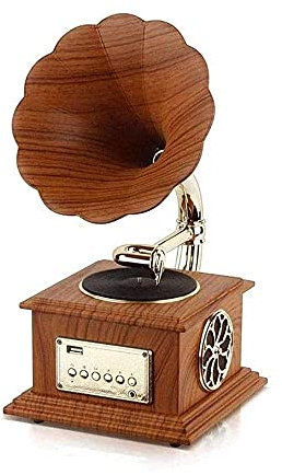 CAFIEDR Tocadiscos Retro Tocadiscos Todo en Uno Fonógrafo Vintage Gramófono Nostálgico con Bocina, Altavoz Incorporado Tocadiscos Retro