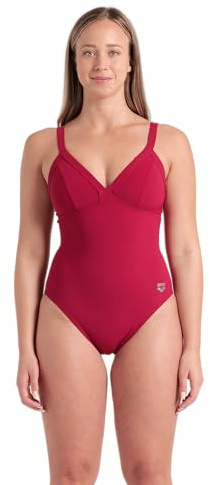 ARENA Damen Women's Lara Shapewear Soft Curve Back B Cup One Piece Swimsuit Badeanzug, Rote Zwiebeln, 44