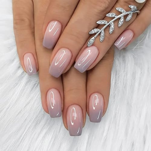 Mrltau Press On Nails Kurz, 24 Stück Nägel Zum Aufkleben Set Mit Jelly Glue Stickers Und Doppelseitige Nagelfeile, Umweltfreundliche Kunstnägel Für Natürlichen Look