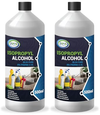 Isopropyl Alcohol 99.9% Pure | Lab Grade IPA | Isopropanol 2x 500 ml | Rubbing Alcohol for Cleaning and Disinfecting | Solvent for Electronics, Windows, Glass, Appliances. (1 Litre)