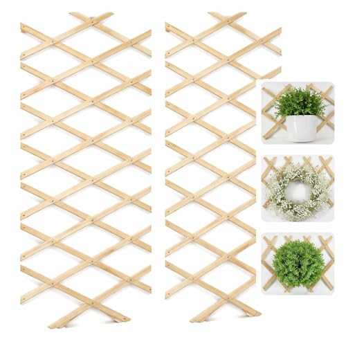 Garden Mile Ausziehbares Holzgitter für den Garten, 180 cm x 45 cm, robustes Kiefernholz-Gitterpaneel für Kletterpflanzen & Gemüse, Pflanzenstütze für Wand, Zaun & Garten