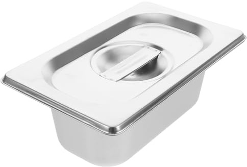 UTHCLO Recipiente de hielo de acero inoxidable 304 con tapa para helado casero, caja de almacenamiento para frigorífico, fruta, verduras y aperitivos, 17,50 x 10,50 x 6,50 cm