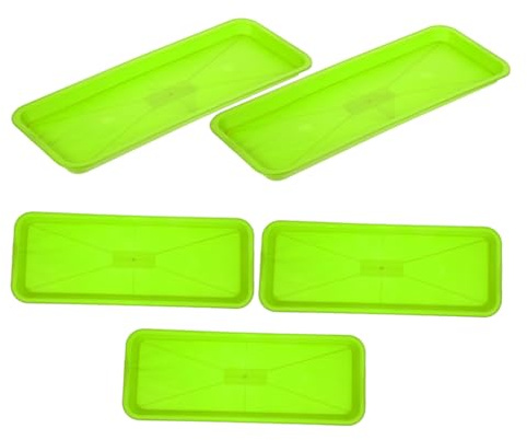HANABASS Vassoio Rettangolare per Piante 5 Pezzi, Sottovaso in Plastica Verde, Vassoio Raccogli Acqua per Vasi di Fiori da Interno e Giardino, Resistente Pp Antiperdite