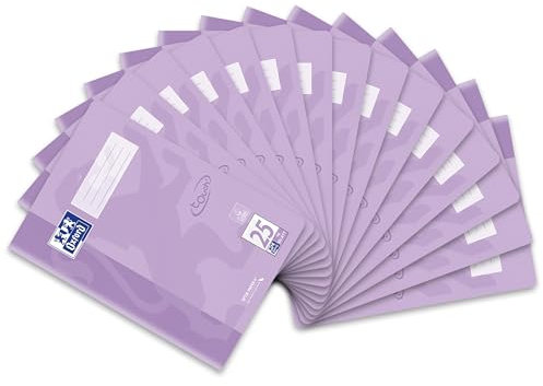 Oxford Schulheft A4 Touch, 16 Blatt, Lineatur 25, liniert, pastell flieder, 15 Stück