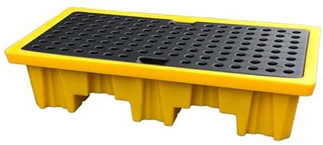 Modulare Auffangwanne, Plattform zur Auffangwanne für 1/2-Fass-Auffangbehälter, Industrielle modulare Farbeimer-Auffangwanne mit Abfluss, stapelbare Sicherheitswanne, abnehmbares Gitter (Gel