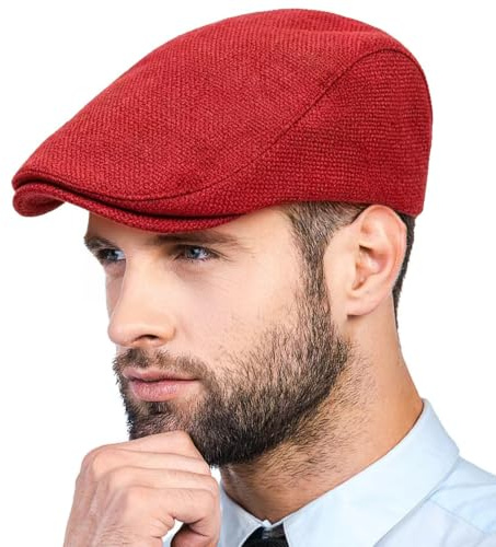 LADYBRO Flache Kappe für Herren – Klassische solide Cabbie-Mütze für Herren 56-59cm