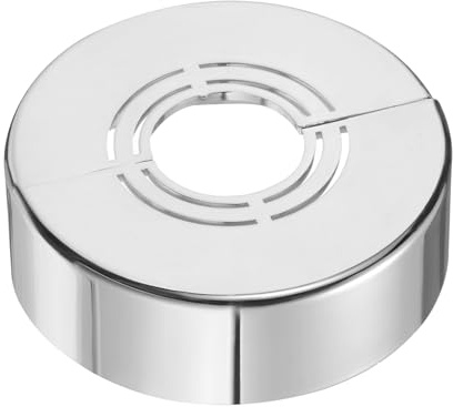 sourcing map Wall Split Flange, 1 Pcs 62x20 mm - Cuttable ABS Round Escutcheon Plate Cover Buckle, Shower Arm Flange for 20/25/33mm(0.8/1.0/1.3 Inch) Water Pipe Faucet Decoration (Silver)