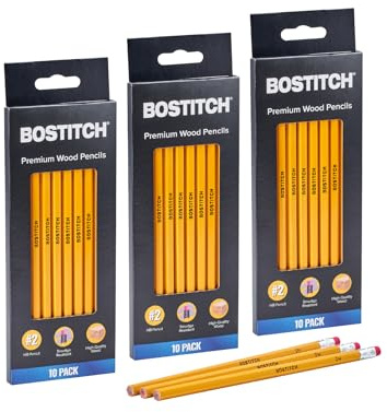 Bostitch Premium #2 Pencils, Premium Wood, Unsharpened, HB Graphite, 30-Count